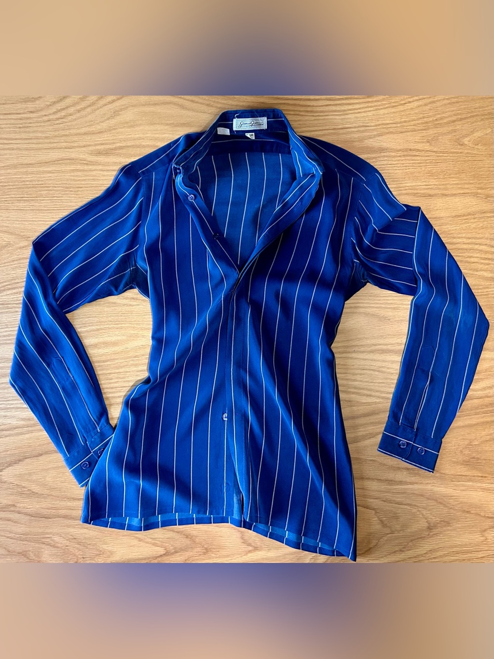 Georgio Gentelli Royal Blue Stripe Button-Up Blouse size S